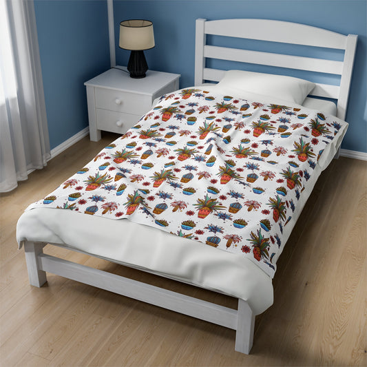 Sunset Plants Pattern Velveteen Plush Blanket - Annoyed Aroids